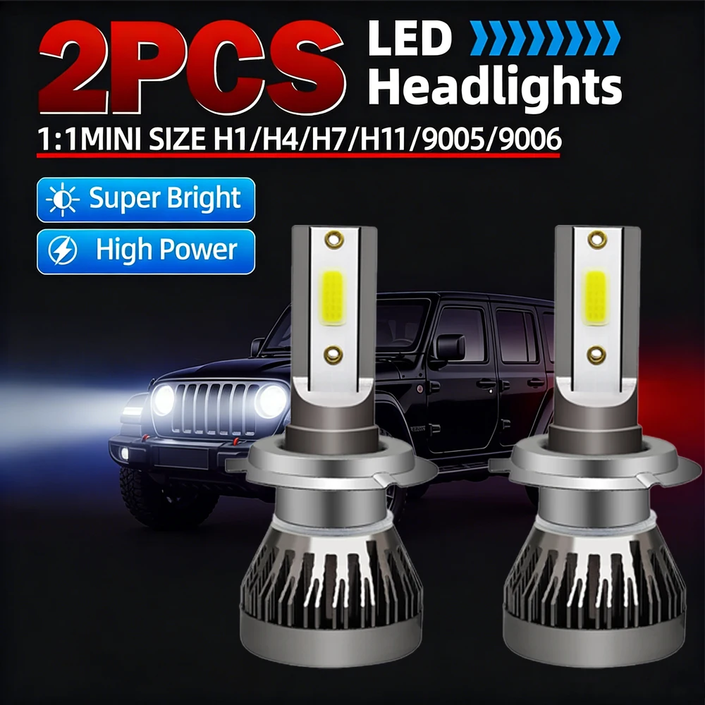 2 Pezzi/Coppia Luci Mini H4 H7 Lampadine per Fari Auto H8 H9 H11 9005 9006 8000LM Fari Auto H1 6000K Luci Fendinebbia Auto Lampadina LED 12V