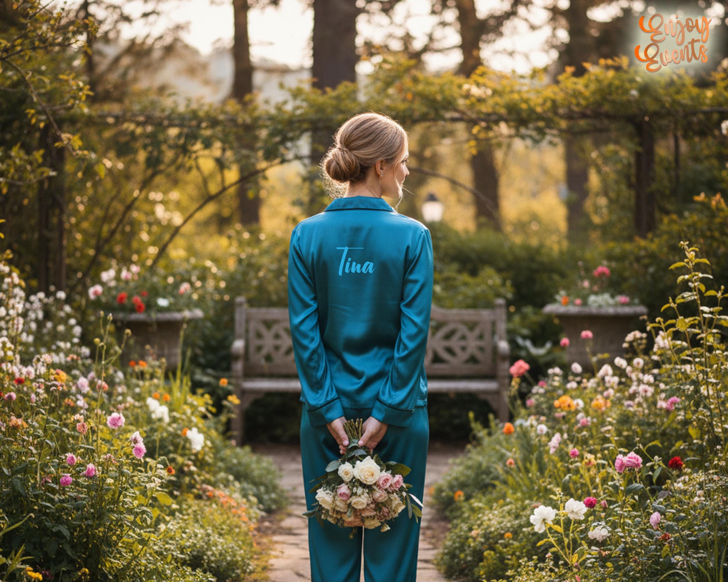 Pigiama lungo personalizzato, pigiama in raso, pigiama da damigella d'onore, pigiama da sposa, pigiama a maniche lunghe personalizzato, pigiama person