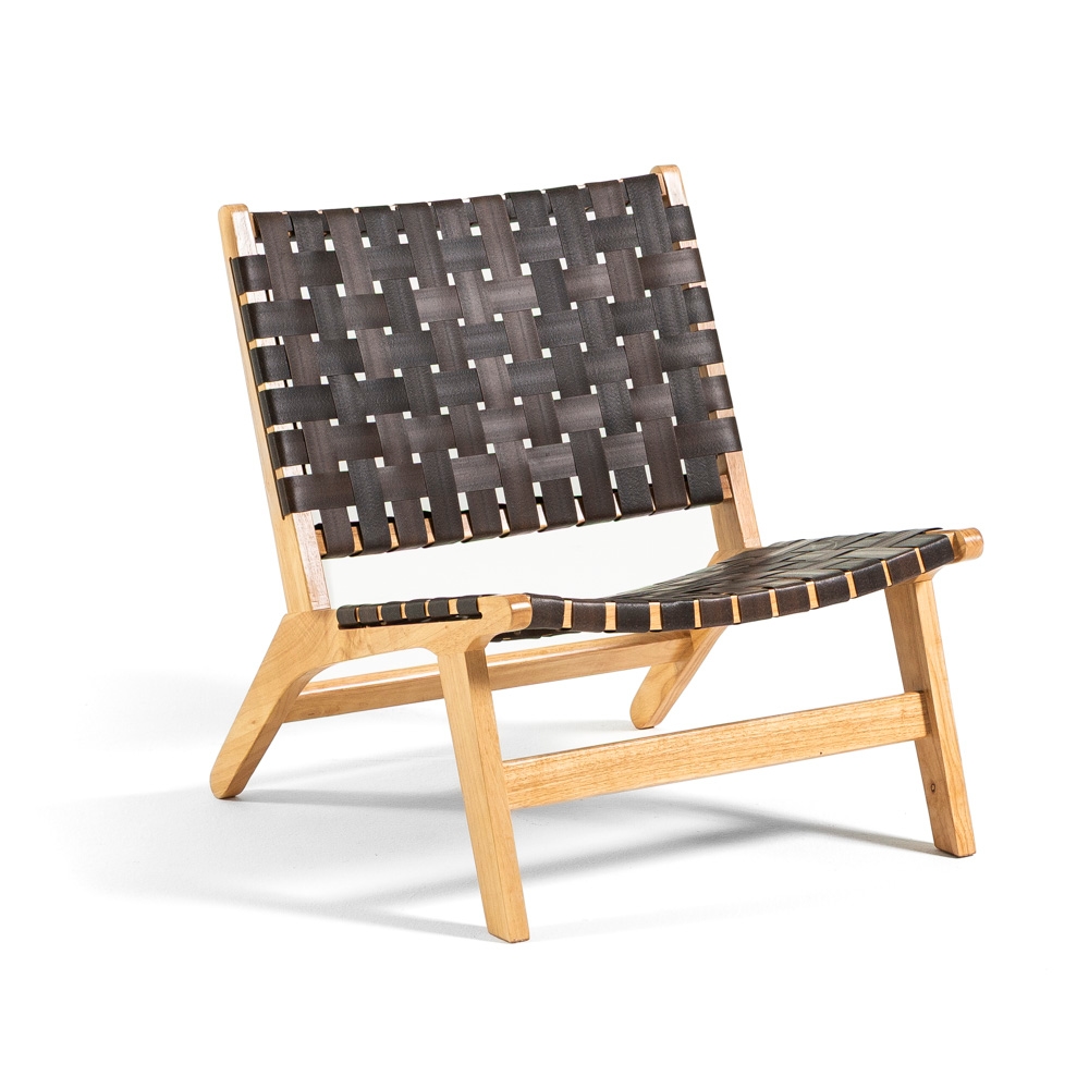 RATTATAN Design-Sessel für Wohnzimmer aus FSC-Holz mit Sitzfläche und Rückenlehne aus geflochtenem Polyrattan, ideal für Wohnzimmer und Leseecke – Melania Image