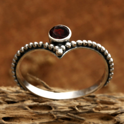 Princess of Passion,'Classic Sterling Silver and Natural Garnet Single Stone Ring'