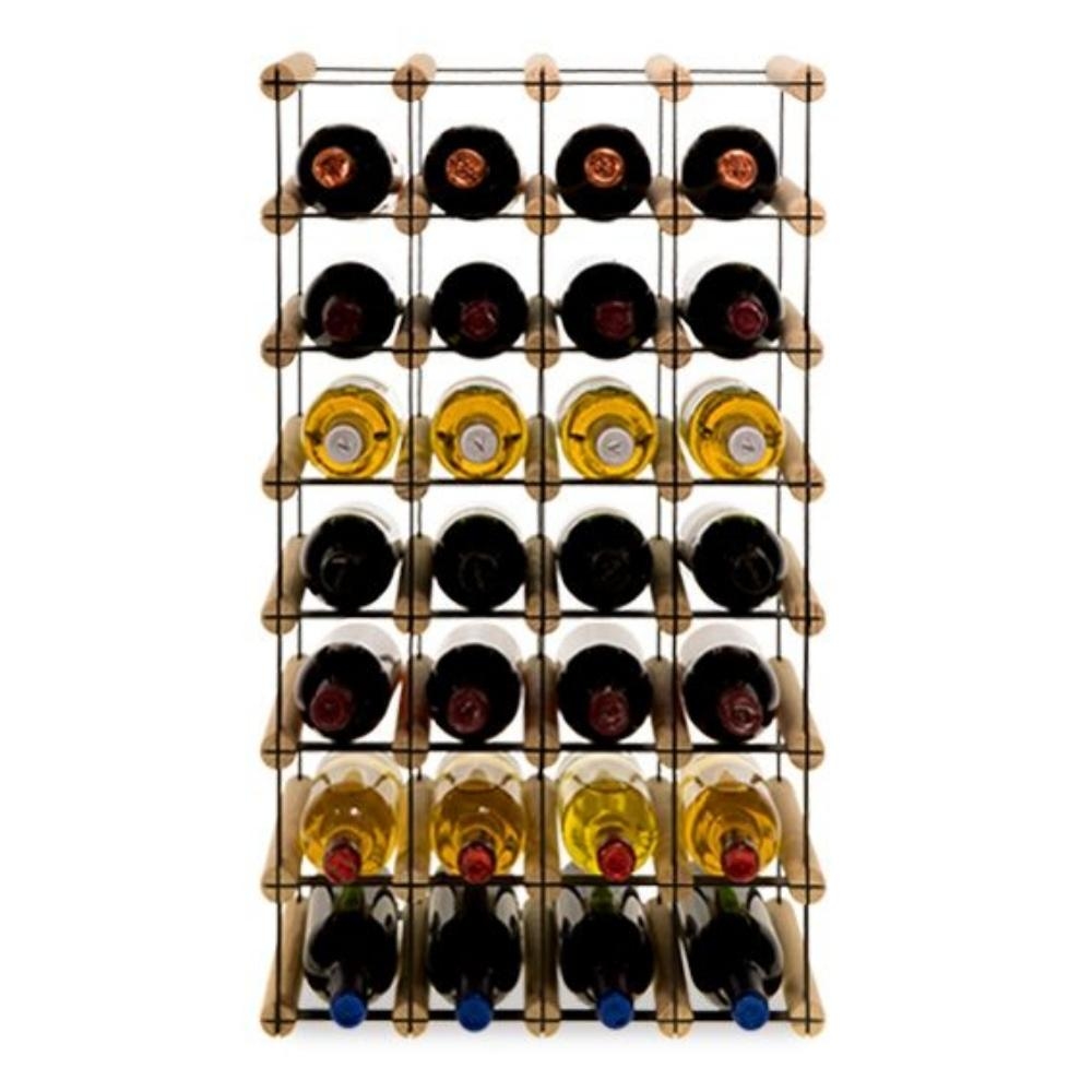 PROREGAL Modulares Weinregal VINOTECA MOD METAL | HxBxT 72,5x42,5x24,5cm | 4x7 Flaschen | Massives Kiefernholz | Natur | Flaschenregal Image
