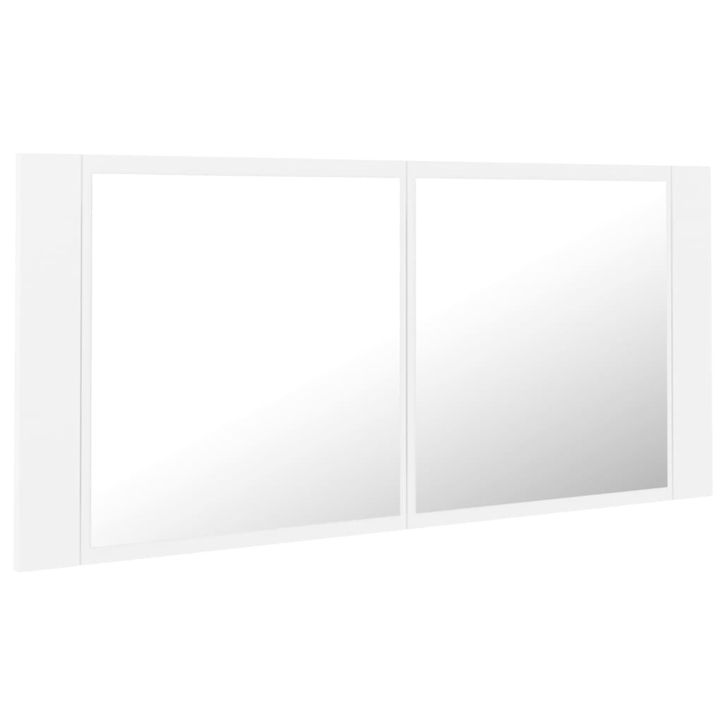 Helloshop26 - Badezimmerschrank mit LED-Spiegel 100 x 12 x 45 cm weißes Acryl 02_0006648 Image