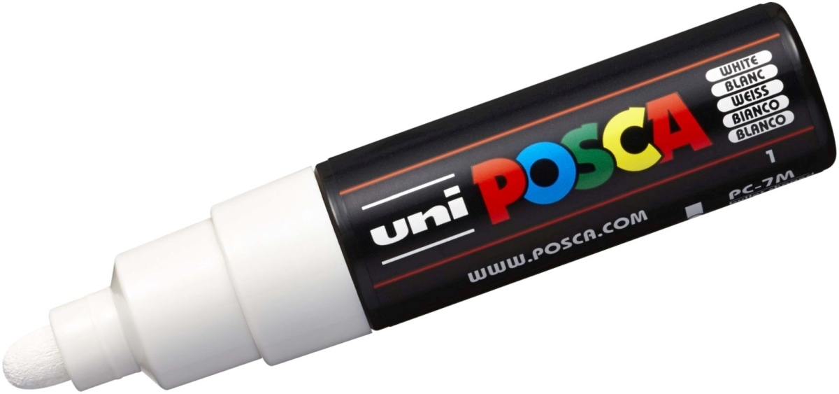 uni-ball Fasermaler Uni Posca PC-7M 4,8-5,5mm weiß Packung mit 6 Stück Image