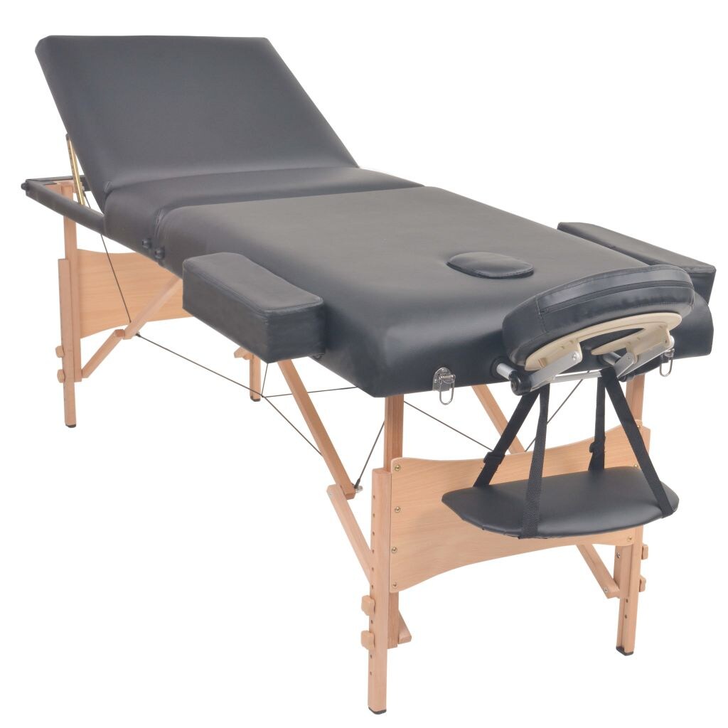 Helloshop26 - Klappbare Massageliege mit 3 Segmenten 10 cm dick schwarz 02_0001869 Image