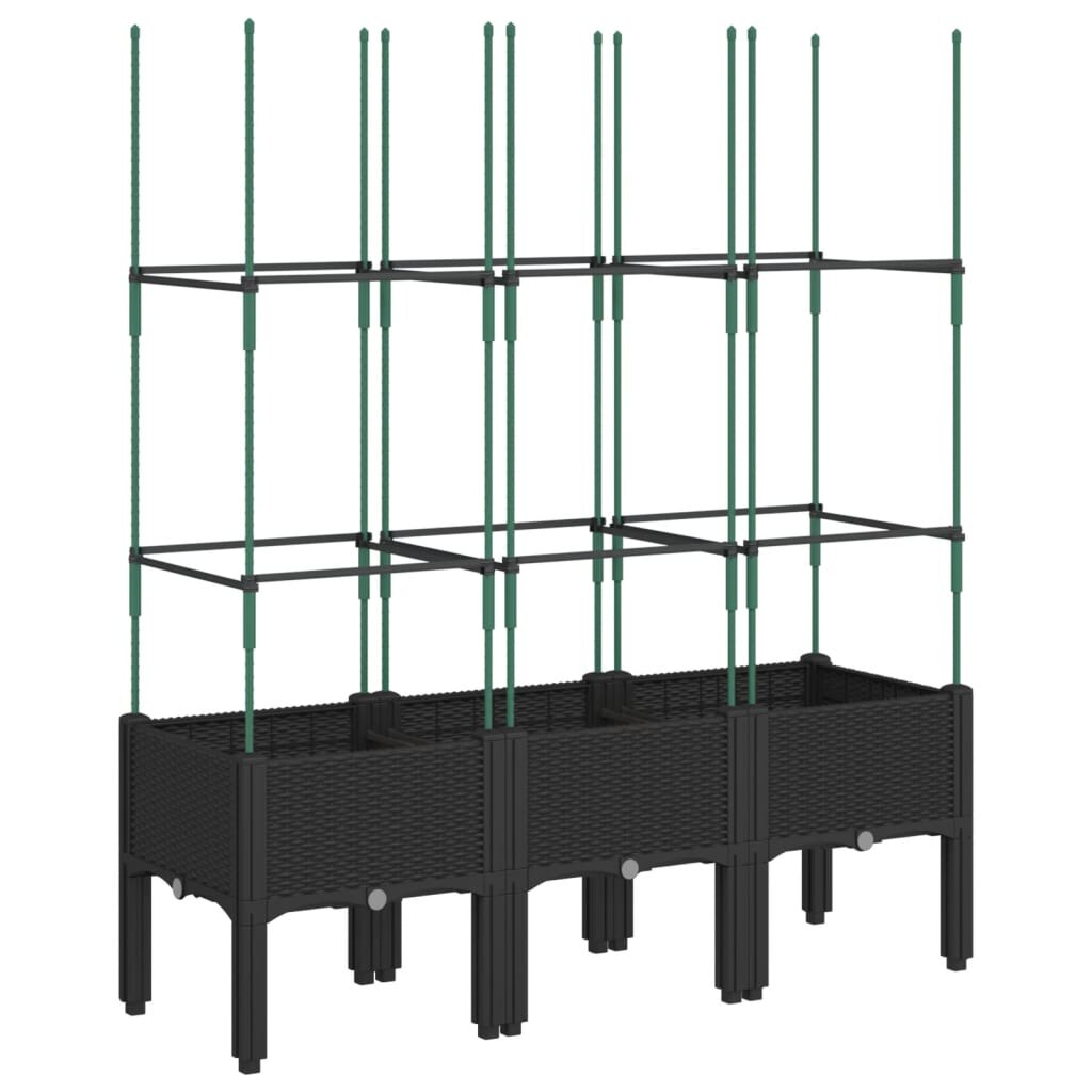 Helloshop26 - Hochbeet für Pflanzen Blumen Terrasse Garten mit Rankgitter 120 x 40 x 142,5 cm schwarzes PP 02_0038245 Image