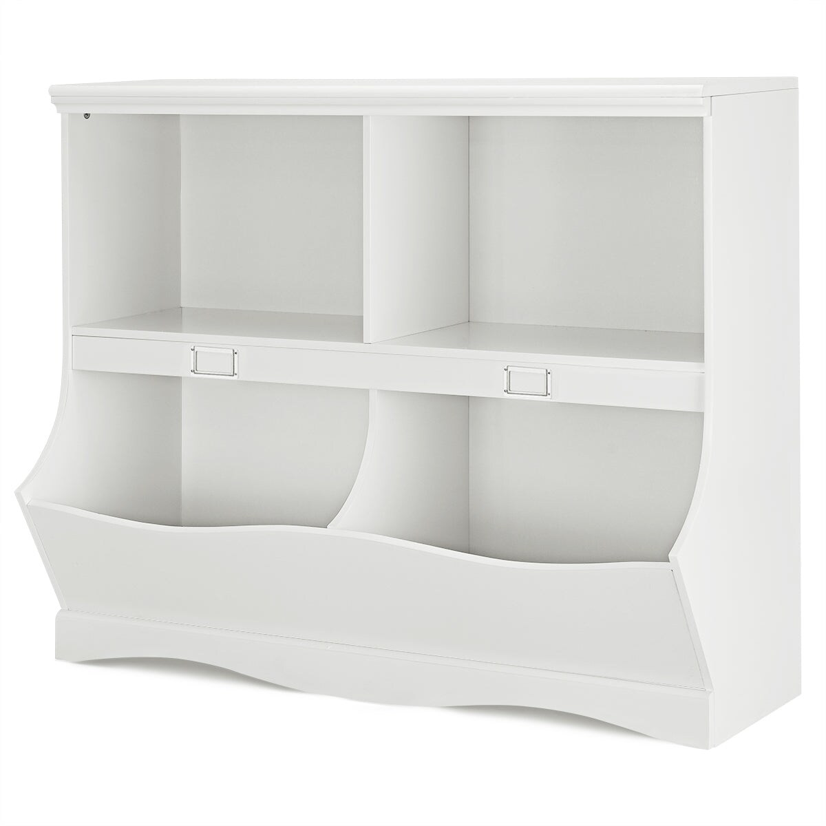 Helloshop26 - Kinderbücherregal mit 2 Ablagen und 2 Fächern 105,5 x 39,5 x 84 cm modernes Aufbewahrungsmöbel aus weißem MDF 20_0021137 Image