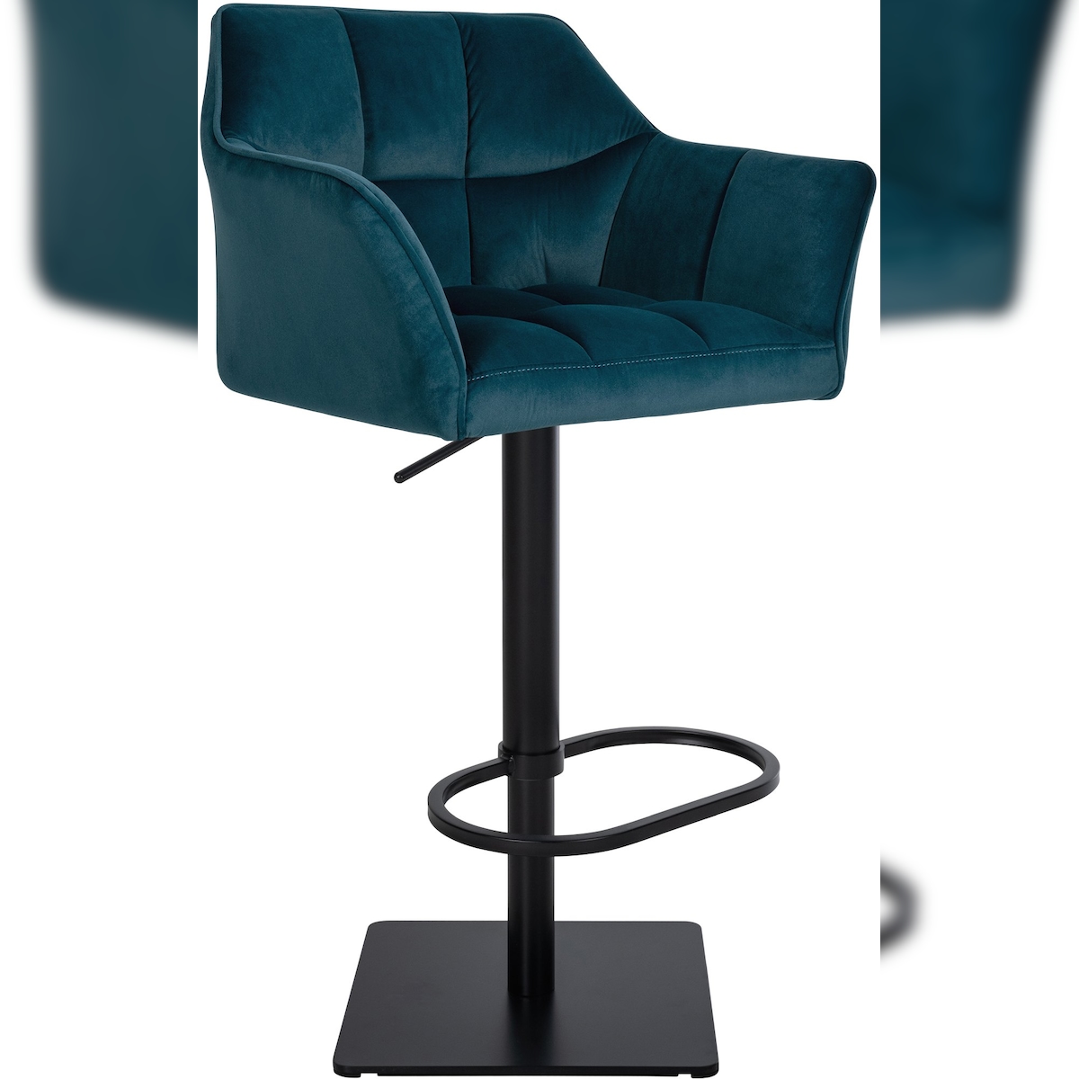 Proregal CHEFGASTRO Barhocker PHILADELPHIA Schwarz Samt HxBxT 88x64x45cm Samt Grün Barstuhl Image