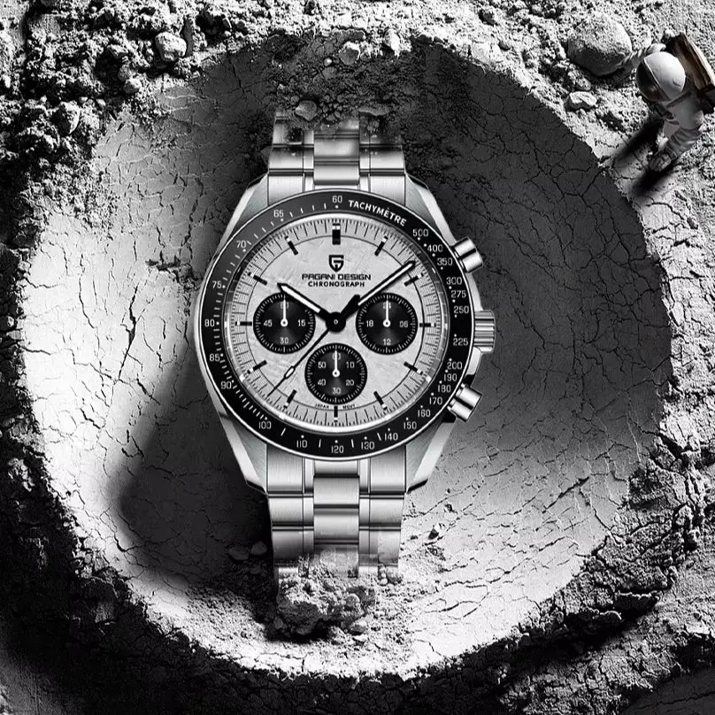 PAGANI DESIGN 2026 Neue Luxus-Quarzuhr mit Meteoritenzifferblatt für Herren, Speed Sport Chronograph, AR-Saphirglas, Armbanduhr für Männer Image