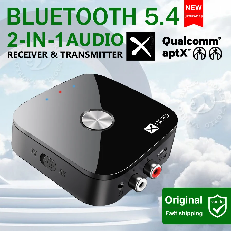 Nuovi aggiornamenti 2 in 1 aptX Bluetooth 5.4 Trasmettitore Ricevitore Audio 3.5MM AUX RCA HiFi Stereo Musica Adattatore Wireless Multipoint aptX-Adaptive/HD/LL per Computer TV Altoparlanti Auricolari
