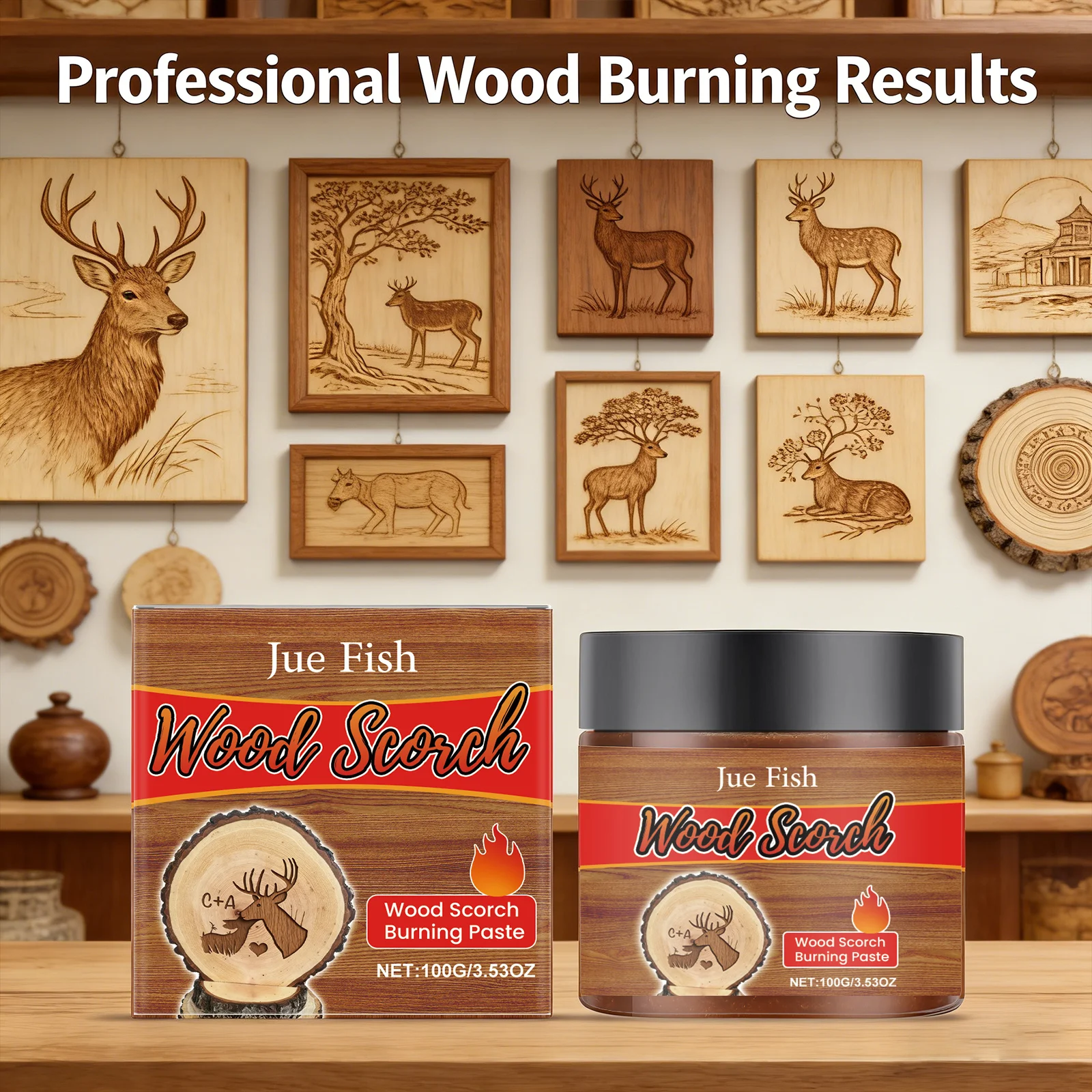 Holzverbrennungspaste DIY Pyrographie Handgemachte Personalisierung Kreativitätsförderung Interessanter Verbrennungseffekt Einzigartiges Geschenk Image