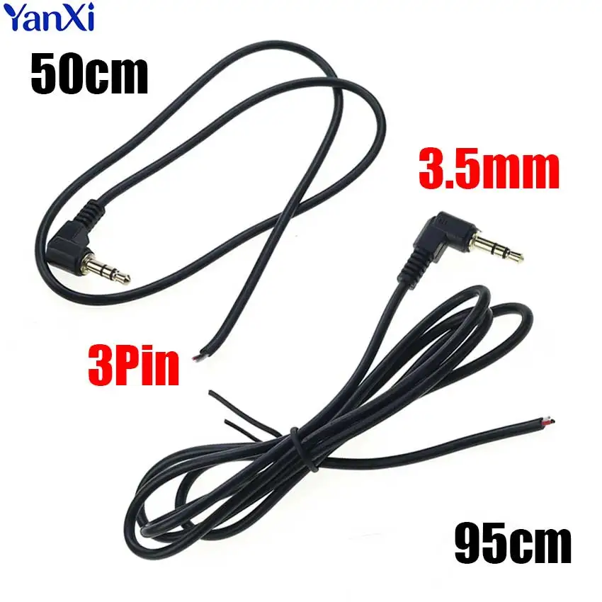 1/5 Stück 3,5mm Stereo-Klinkenstecker Audio-Verlängerungskabel 3-polig 3,5mm 90° ° Elbow-Kopfhörer mit Audio-Buchse, Aux-DIY-Verbindungskabel Image