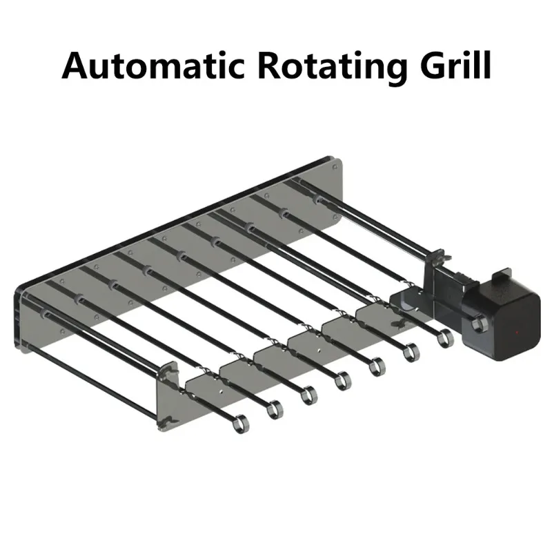 Automatischer Rotierender Spießgrill Elektrischer BBQ-Kebab-Drehspieß Edelstahl-Aufsatz für Gas- und Holzkohlegrill 8 Spieße Image