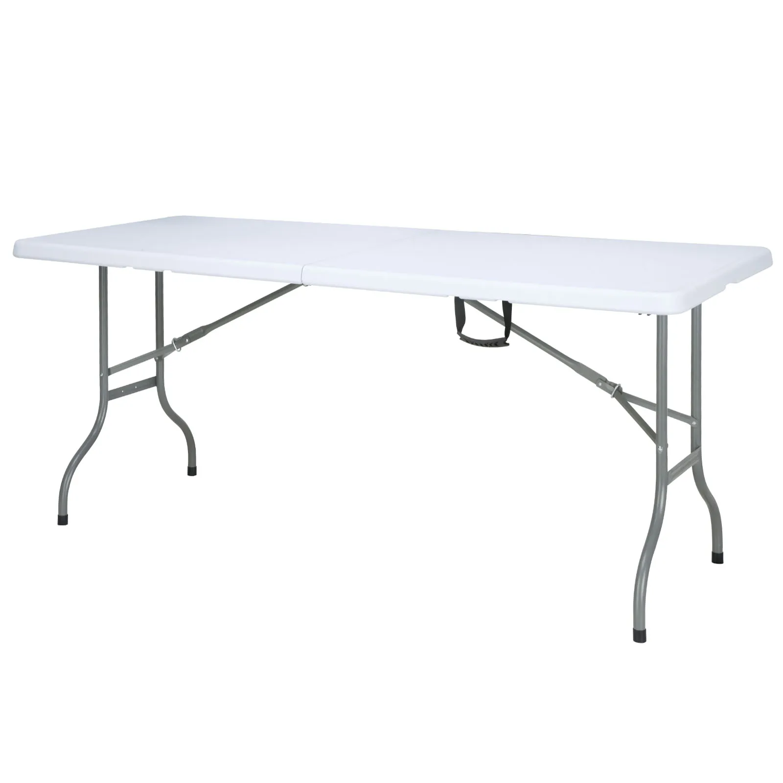 Floordirekt Klapptisch Akita - Faltbar wetterfest mit Haltegriff und Stahlbeinen - Weiß 76 x 183 x 74 cm