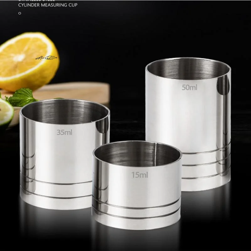 Edelstahl-Messbecher, zylindrisch, 25/35/50 ml, Cocktail-Unzen-Jigger – Weingetränk-Messgerät, Barkeeper-Flasche, Bar-Zubehör