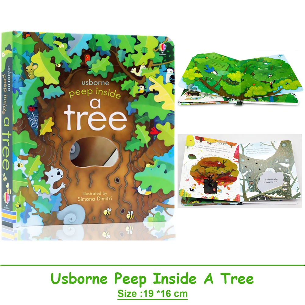 Usborne Peep Inside A Tree Montessori-pädagogisches englisches Buch für Kinder, Kinder, Schlafenszeit, Lesen, 3D-Bilderbuch mit Klappe Image