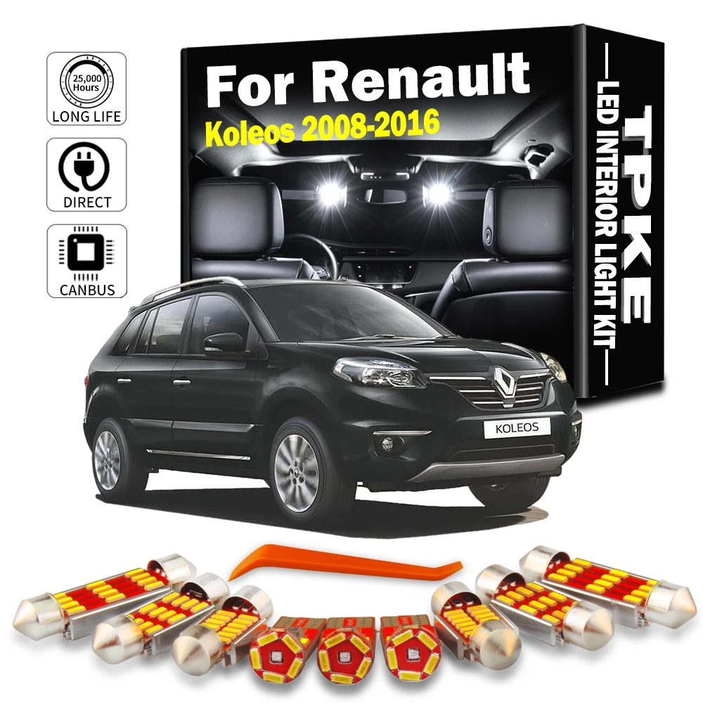 TPKE 13 Pz Accessori Per Renault Koleos 2008-2010 2011 2012 2013 2014 2016 HA CONDOTTO LA Lampadina Interni Mappa Cupola Tronco Luce Kit Canbus