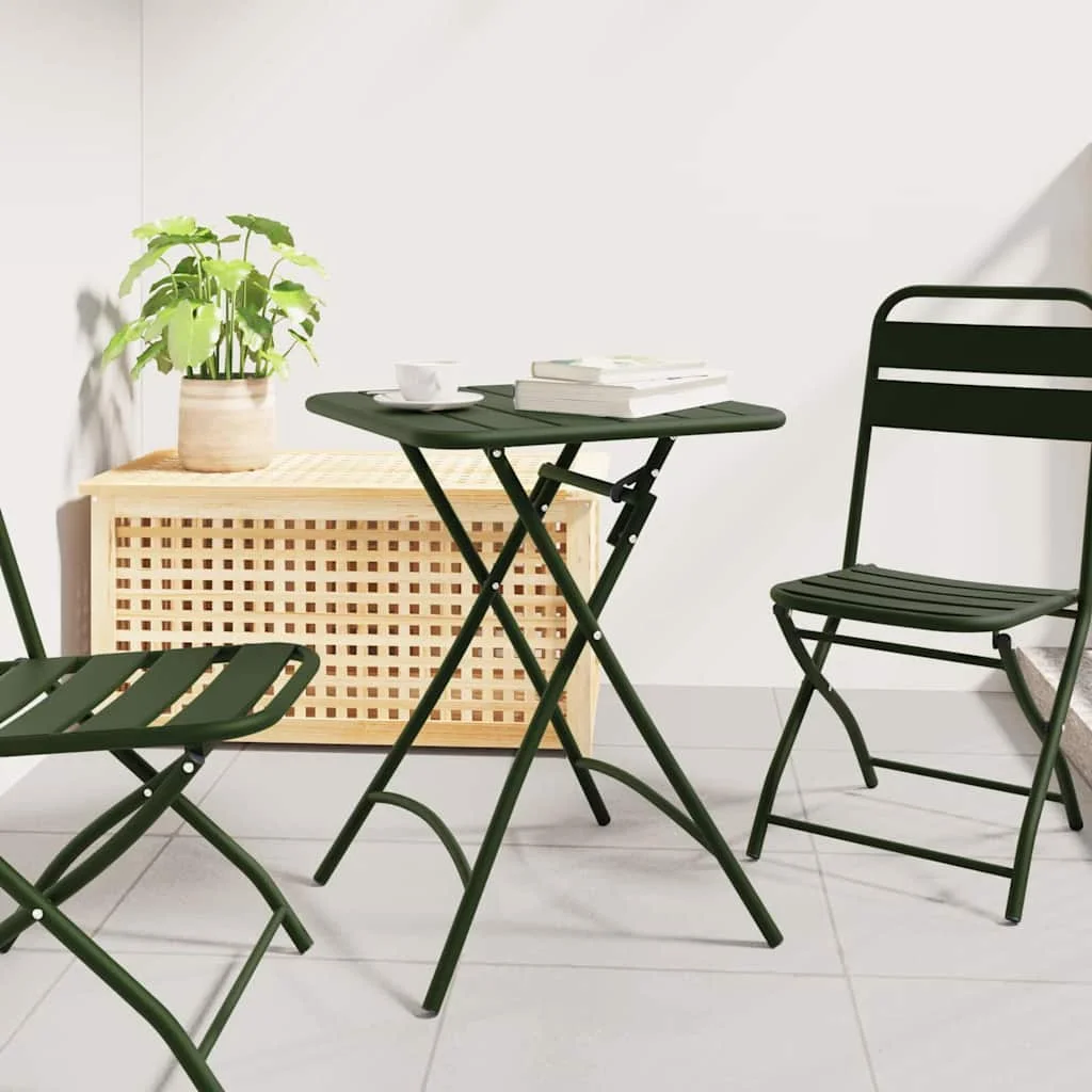 Dunkelgrüner Bistrotisch, 55 x 55 x 72,5 cm, moderner, wasserfester Gartentisch aus Holz für Terrasse und Hof (nur Tisch)