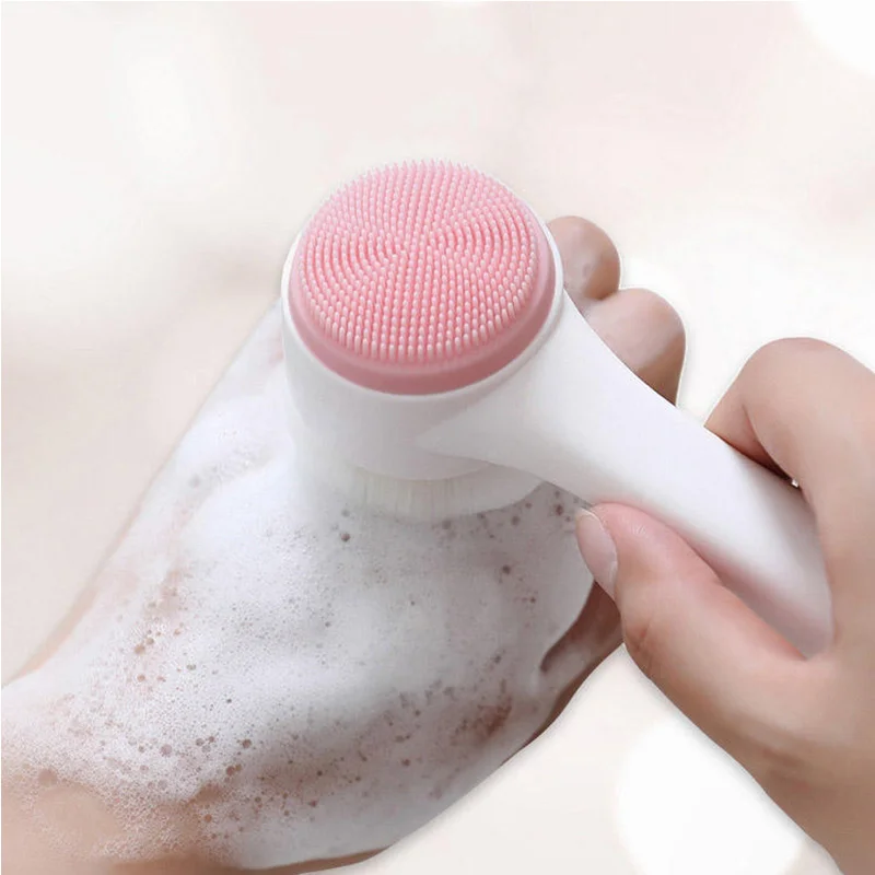 3D Doppelte Silikon Gesichtsreinigungsbürste Manuelle Massage Gesichtsbürste Weiche Borsten Peeling Doppelseitige Gesichtswaschbürste Image