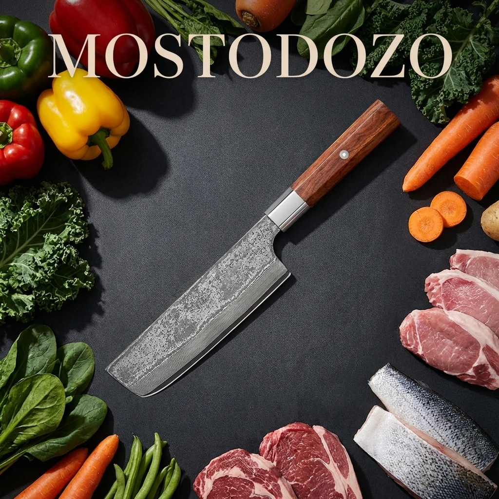 MOSTODOZO 6,5 Zoll Nakiri Kochmesser aus japanischem Damaststahl, handgefertigt, professionelles Küchenmesser, Slicer, Hackmesser mit achteckigem Griff Image