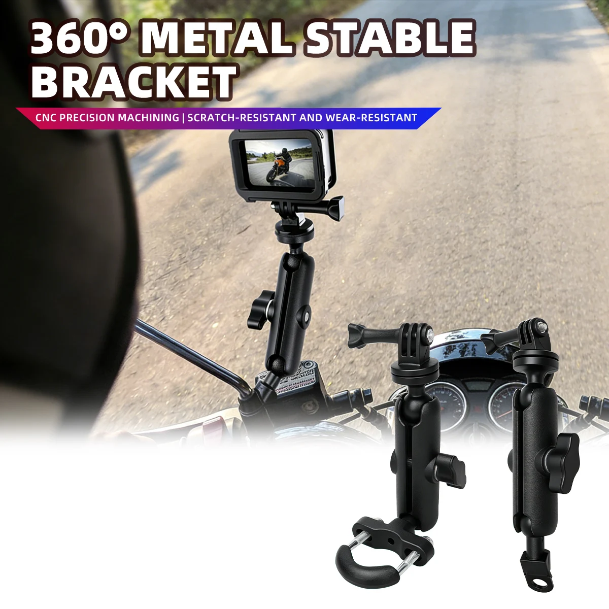 Motorrad-Fahrrad-Kamerahalterung aus Aluminiumlegierung Lenker-Spiegelhalterung Fahrradhalterung für GoPro Hero Insta360 DJI Osmo Action Kamera Image