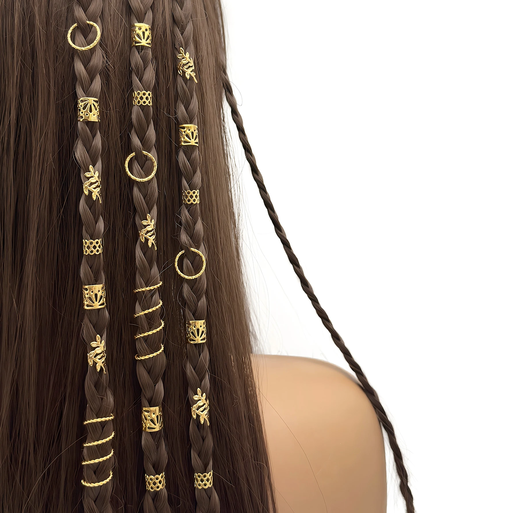 42 Stück dehnbare Haarringe in verschiedenen Formen – vielseitige, verstellbare Haarmanschetten aus Legierung, Haarschmuck für Damen-Dreadlocks Image