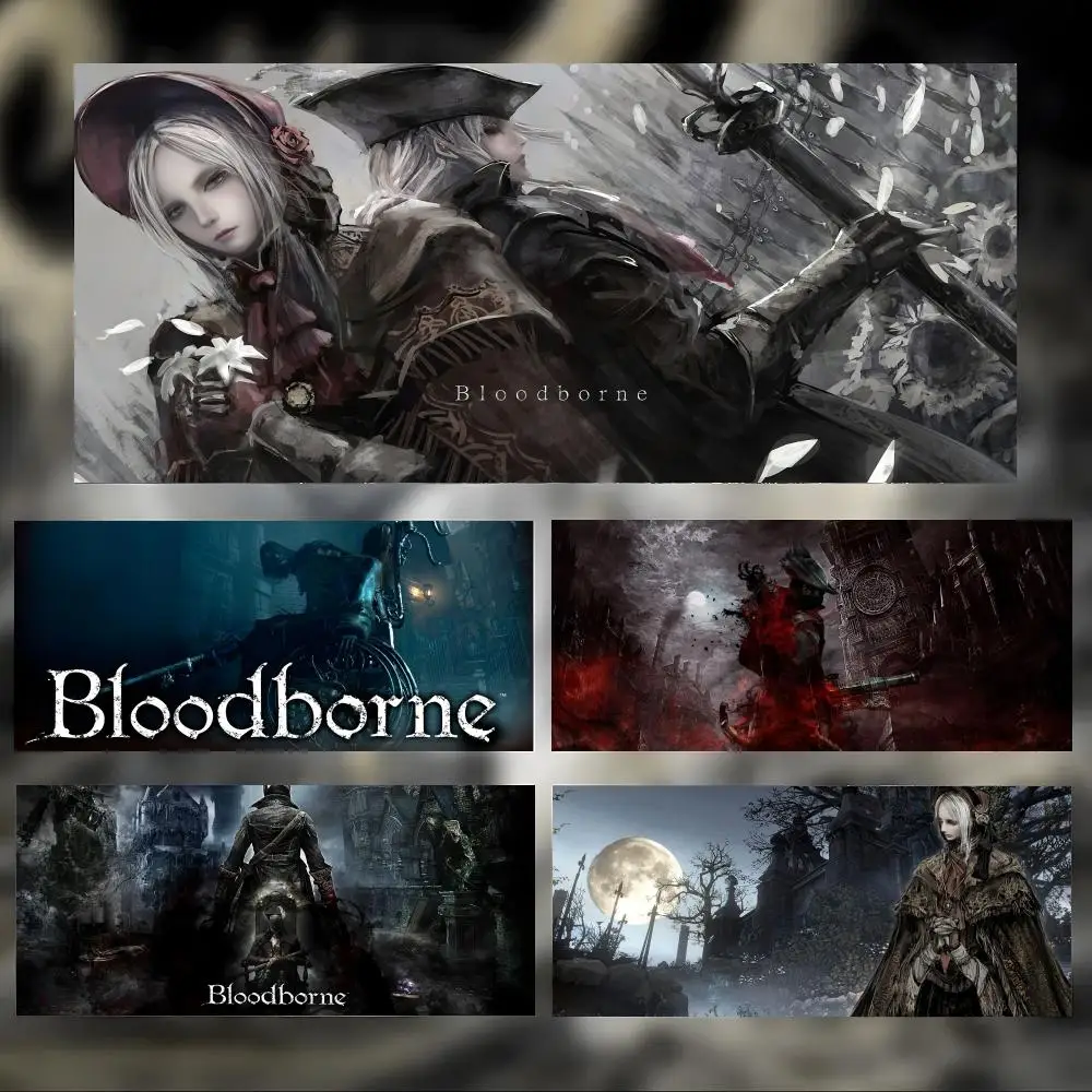 Dark Gothic Game B-Bloodborne Mauspad, großes, dickes Schreibtischpad mit genähten Kanten, Gaming-Mauspad für PC Image