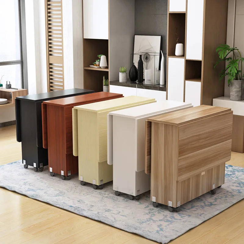 Klappbarer Esstisch aus Holz für den Haushalt, kleine Wohnung, rechteckig, einfach, leicht ausziehbar, mobiler Esstisch für 4-6 Personen