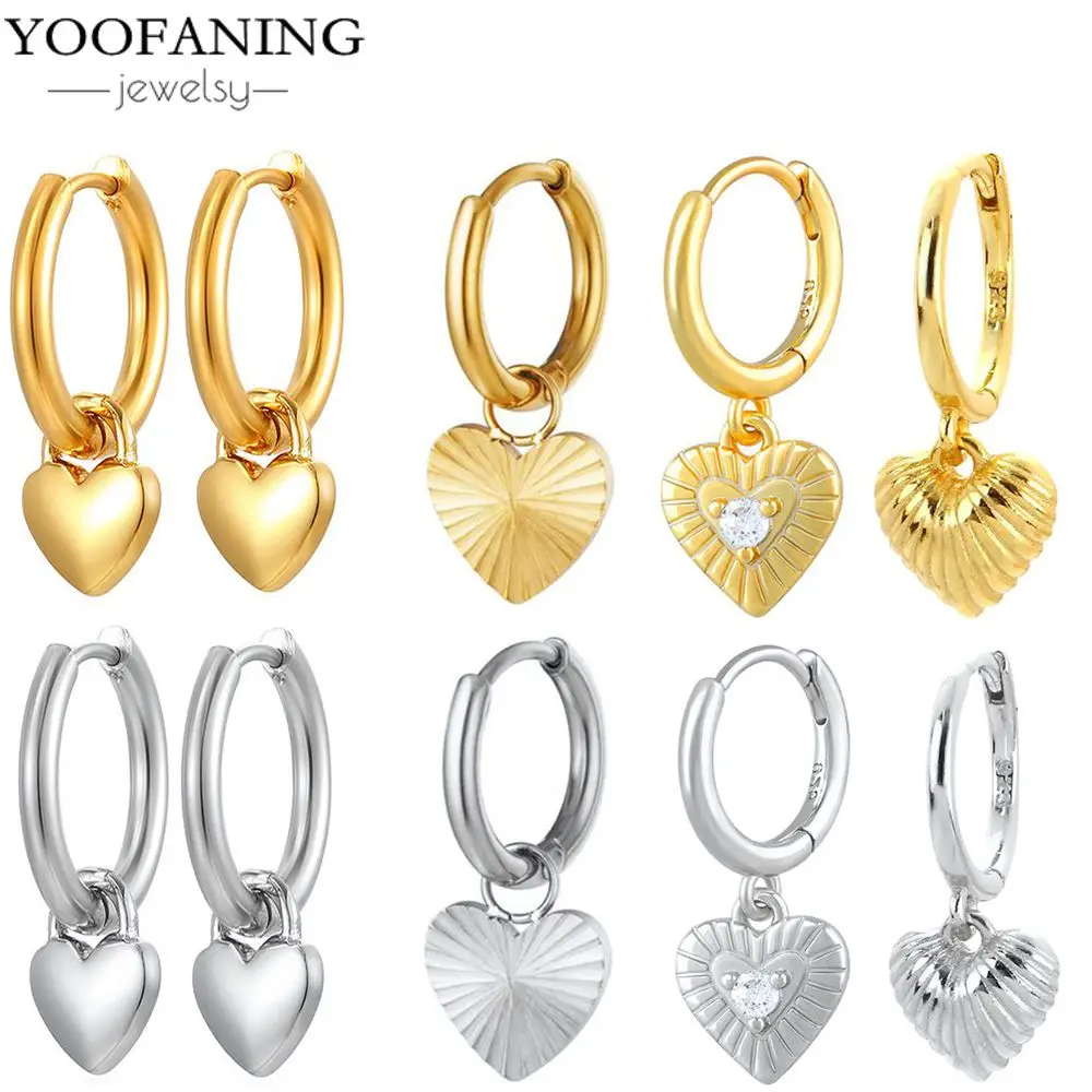 2025 neue 925 Sterling Silber Nadel Senior Elegante Gold Silber Herz-förmigen Anhänger Ohrringe Modeschmuck Hochzeit Party Geschenk