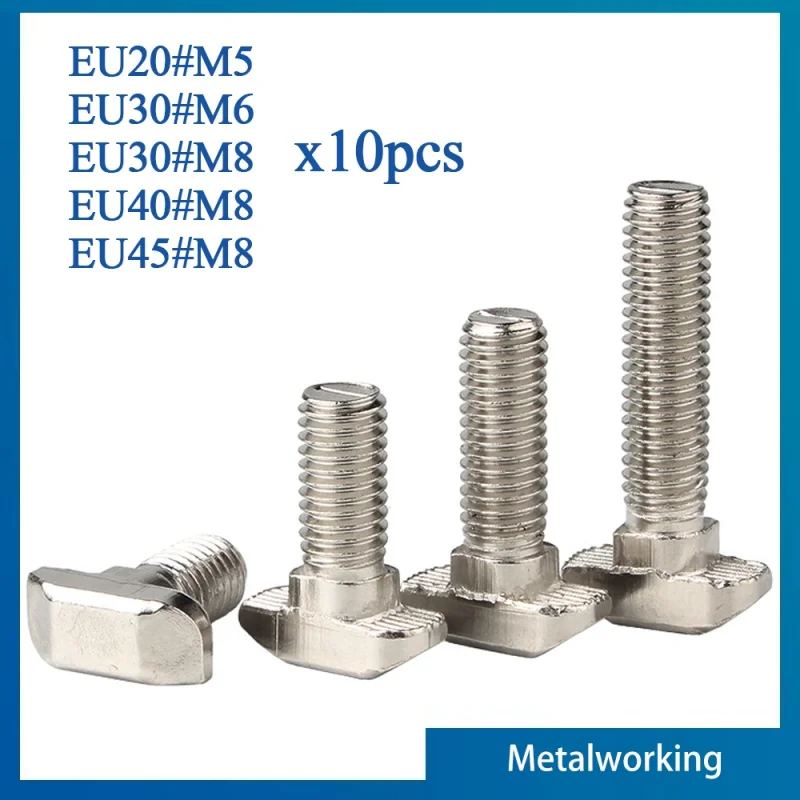 10 teile/los vernickelter Stahl m5 m6 m8 t Hammerkopf bolzen Aluminium verbindungs schrauben für eu20/30/ 40/4 5 Aluminium profile