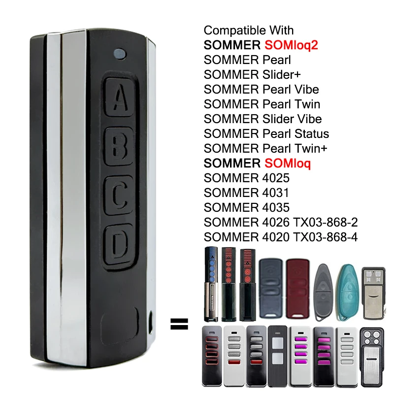 SOMMER Pearl Slider Vibe Twin Status 4018V000 4019V000 4031 4020 4026 4025 TX03 TX02 868 2 4 Garagentor-Fernbedienung 868MHz Image