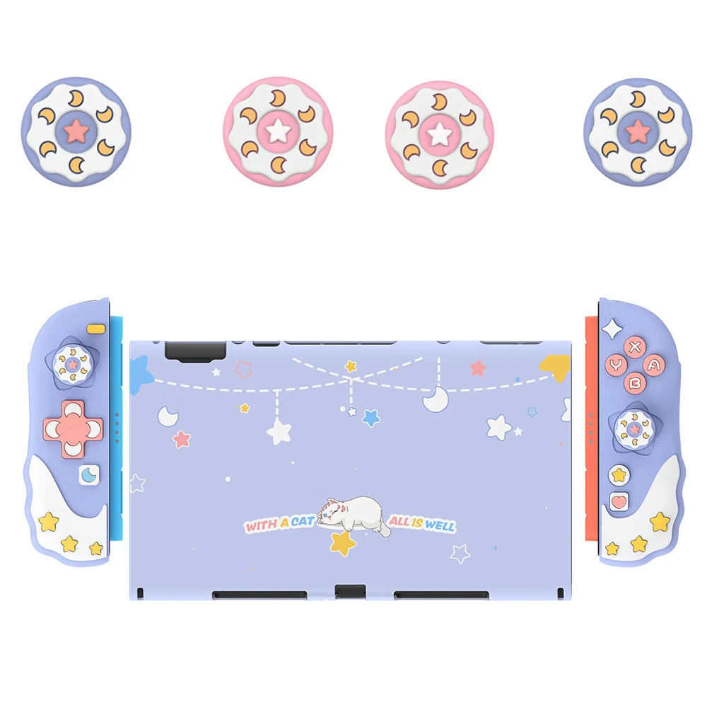 Nighty-Night Meow Schutzhülle kompatibel mit Switch 2 – ABS NS2 Konsolen-Rückabdeckung und Silikon-Joy-Con-Griffhülle Image