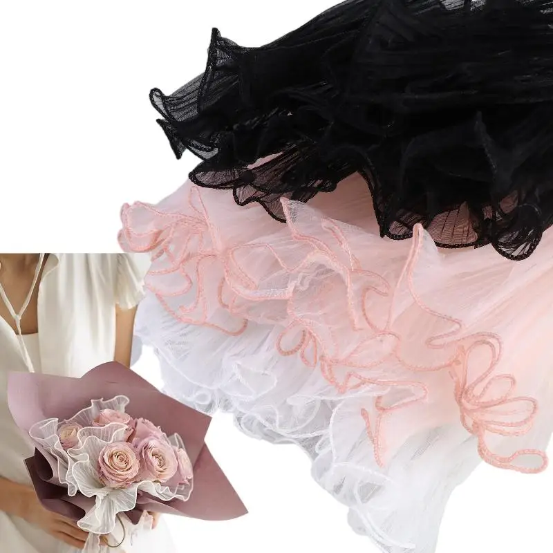 Wellenförmiges Blumenverpackungsnetz 4,5 Yards 27cm Gazestoff für DIY Floristik-Arrangements Image