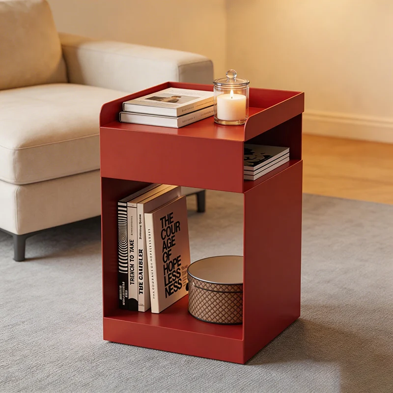 Sofatisch im europäischen Stil, Wohnzimmer-Aufbewahrungsschrank, Couchtisch, Schlafzimmer-Nachttisch, Designer-Organizer, mobiler Trolley Image