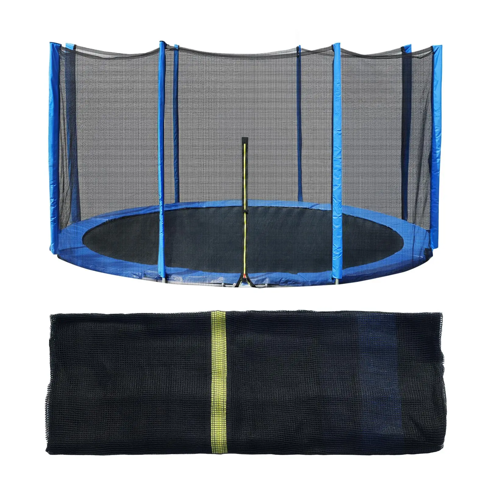 Trampolin-Ersatznetz für 10FT 12FT Runde Trampoline, Sicherheits-Umzäunungsnetz mit Reißverschluss, Haken, Stangenabdeckung Image