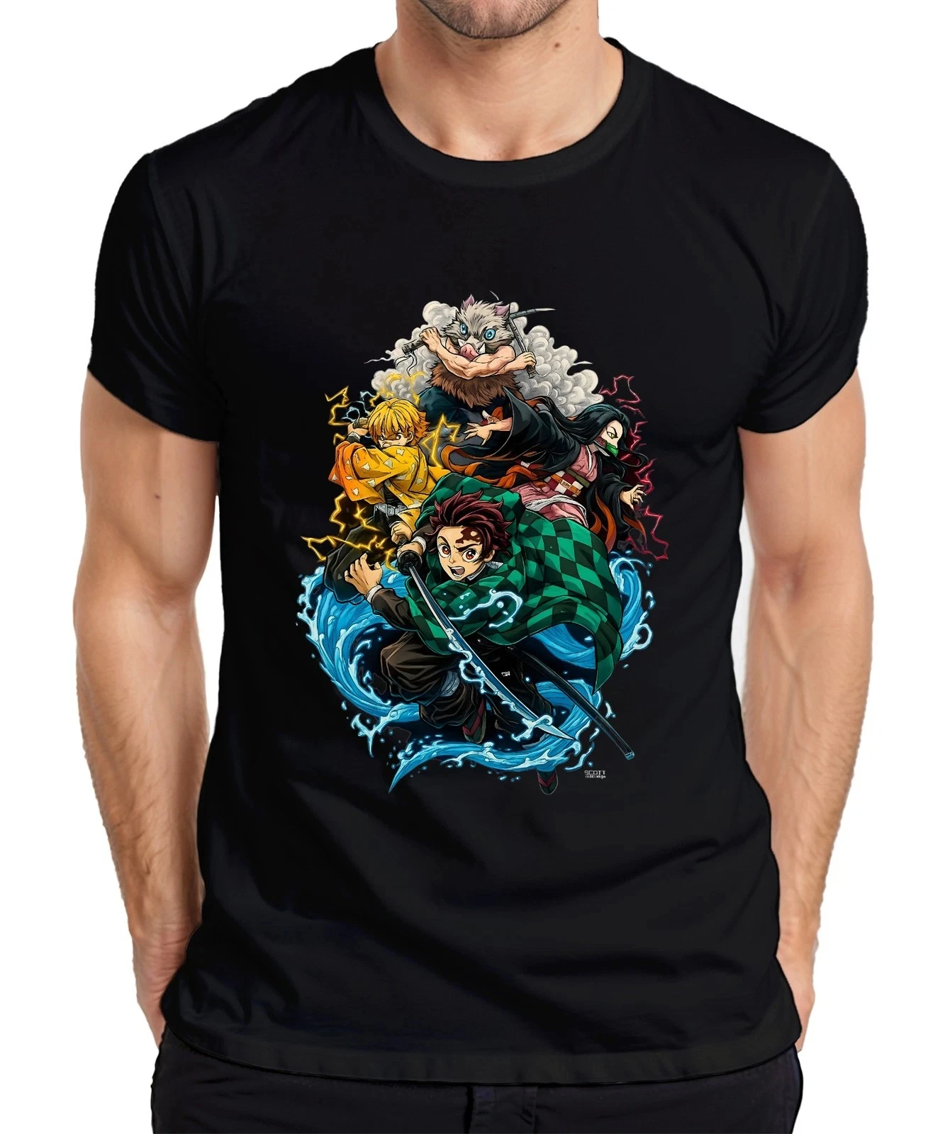 Entspannendes und bequemes Demon Slayer Tanjiro Nezuko Zenitsu Fan Geschenk Herren T-Shirt 2026 Neu Baumwolle Sommer für Männer und Frauen Image