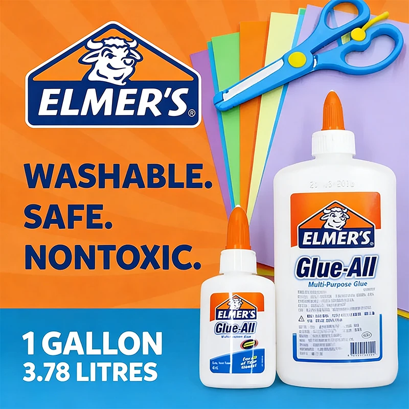 Elmers Allzweck-Kleber - Weißer Kleber 40ML/240g Ungiftiger Abwaschbarer Kleber für Slime Image