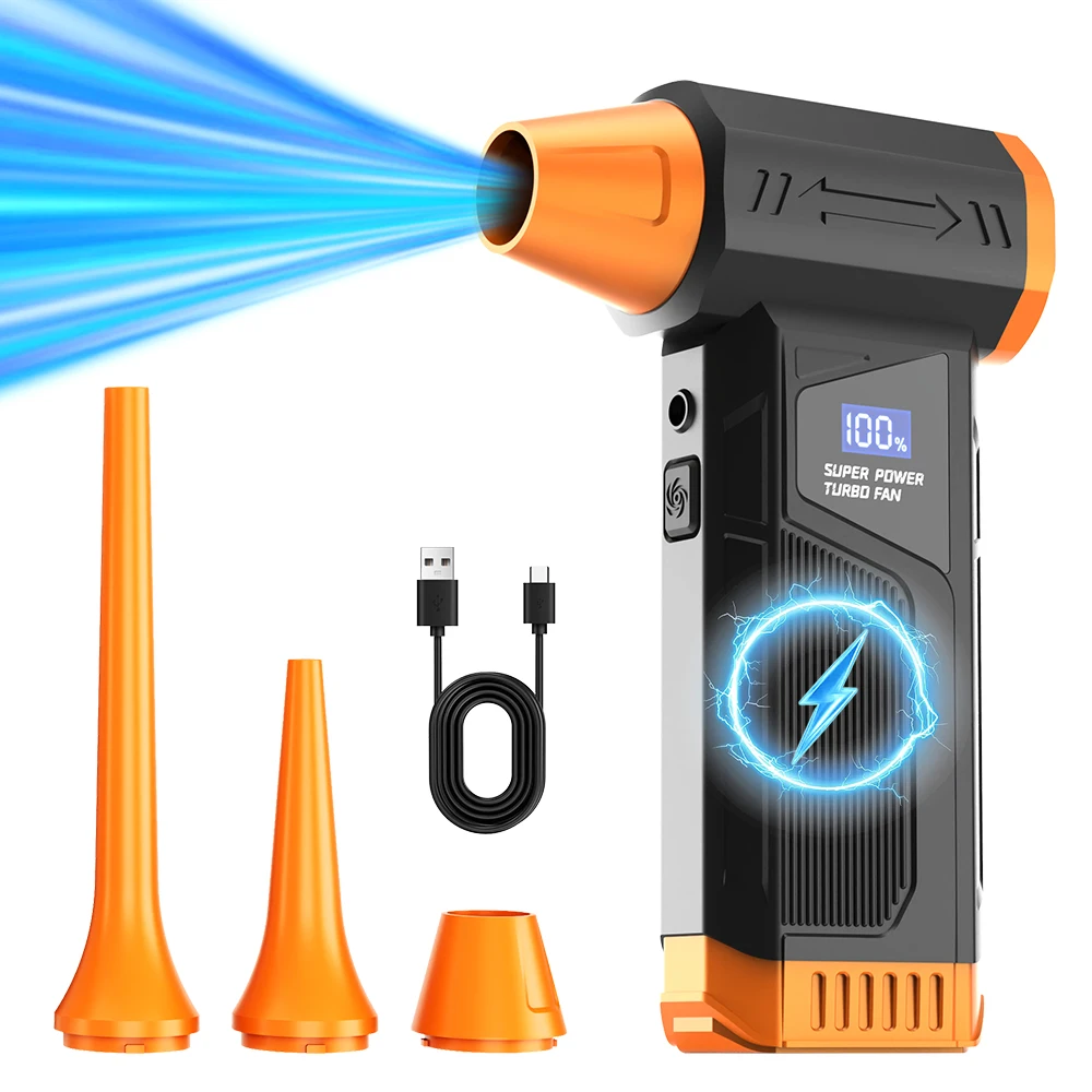 【2026 Neu】Bürstenloser Kabelloser Jet-Lüfter Turbo-Luftgebläse für Autoreinigung mit LED-Licht Digitalanzeige Tragbar für Outdoor-BBQ-Nutzung Image