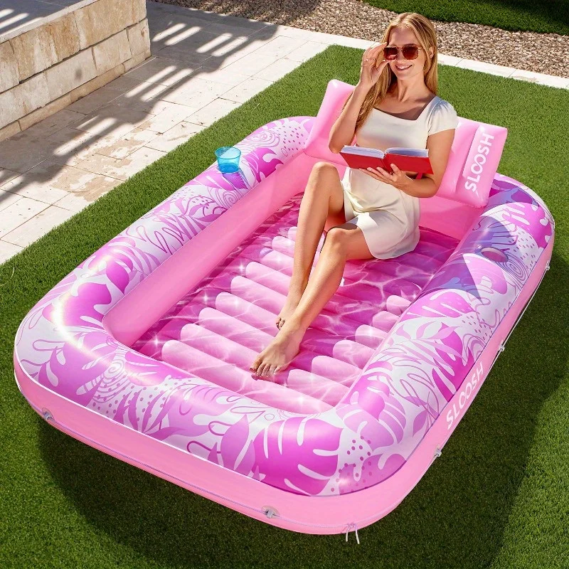Sloosh aufblasbare Sonnenliege für den Pool, 70 x 46 Zoll, Pool-Schwimminsel, Sonnenliege für Wasser, aufblasbares Ballbecken, Partygeschenke
