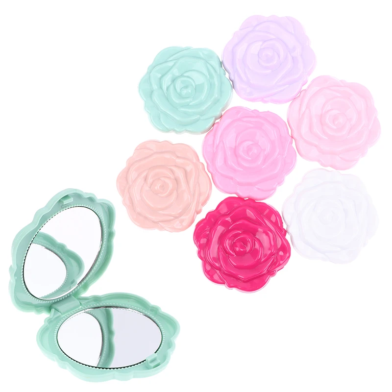 1 Stück Doppelseitiger Mini-Handspiegel Retro Rosenblüten-Design Tragbarer Spiegel Kleiner Taschenspiegel Kompakter Kosmetik-Schönheits-Tool