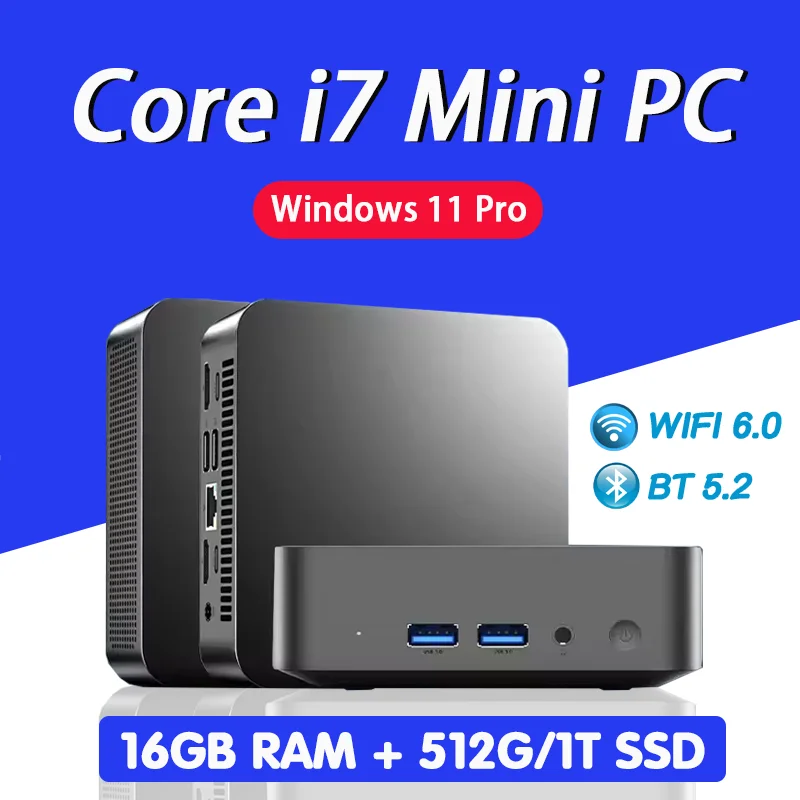 2026 Brand New Portable Mini PC Computer Intel Core i7-4510U 16GB RAM 512GB USB 3.0 SSD WiFi6 BT5.2 Mini PC Desktop Computer
