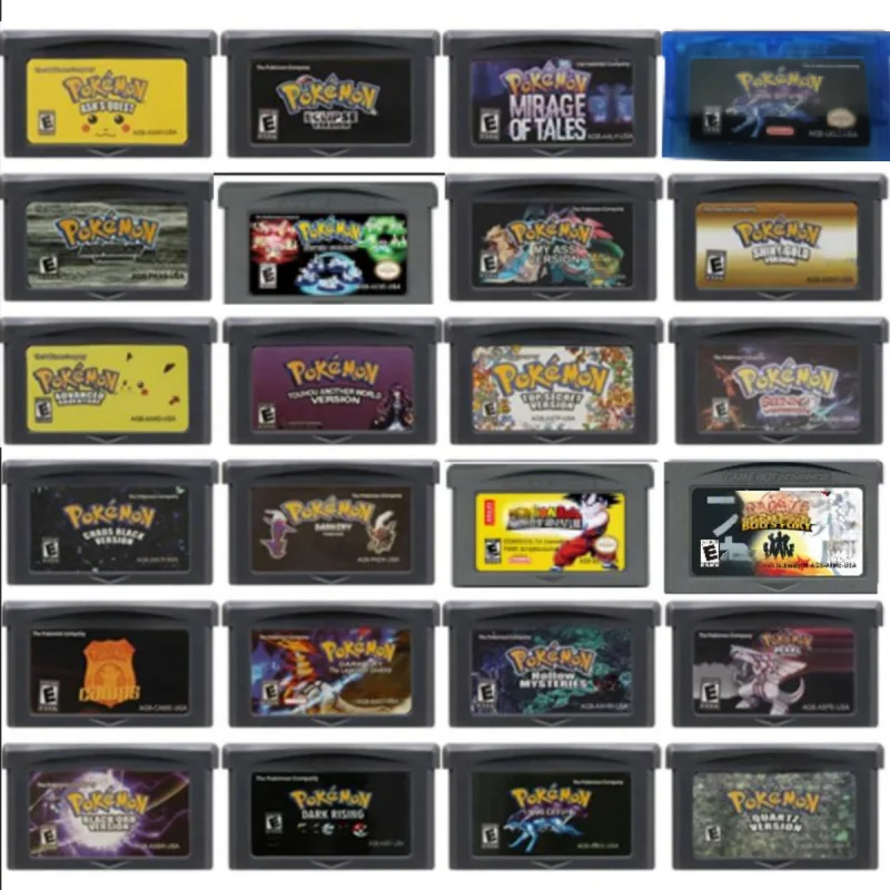 Pokemon Series GBA Game Cartridge 32-Bit Video Game Console Card Fuligin AshGray Liquid Crystal My Ass USA Version for GBA NDS