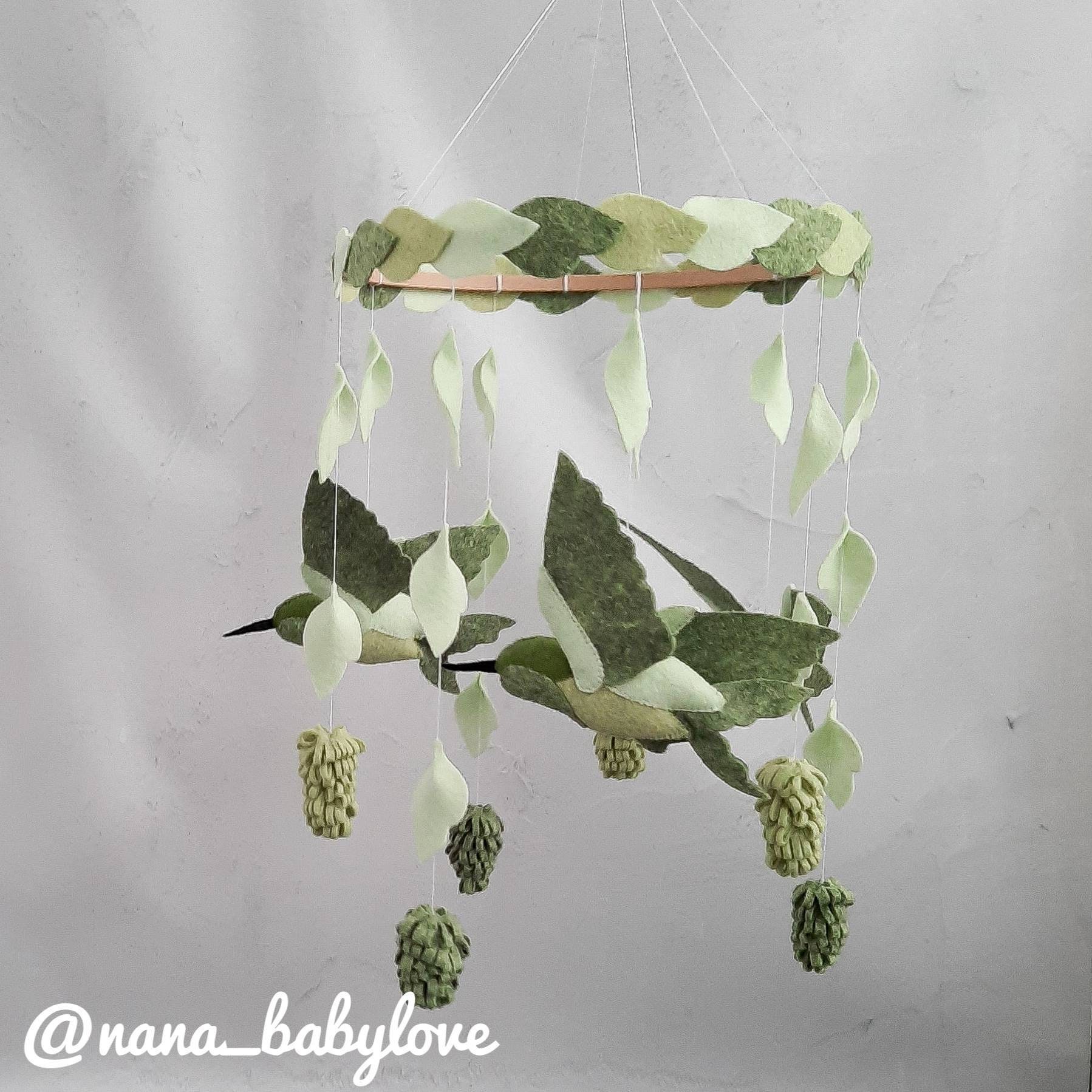 Mobile per neonati, mobile per culla, arredamento per cameretta dei bambini, mobile per culla, mobile per neonati, mobile per colibrì, mobile verde