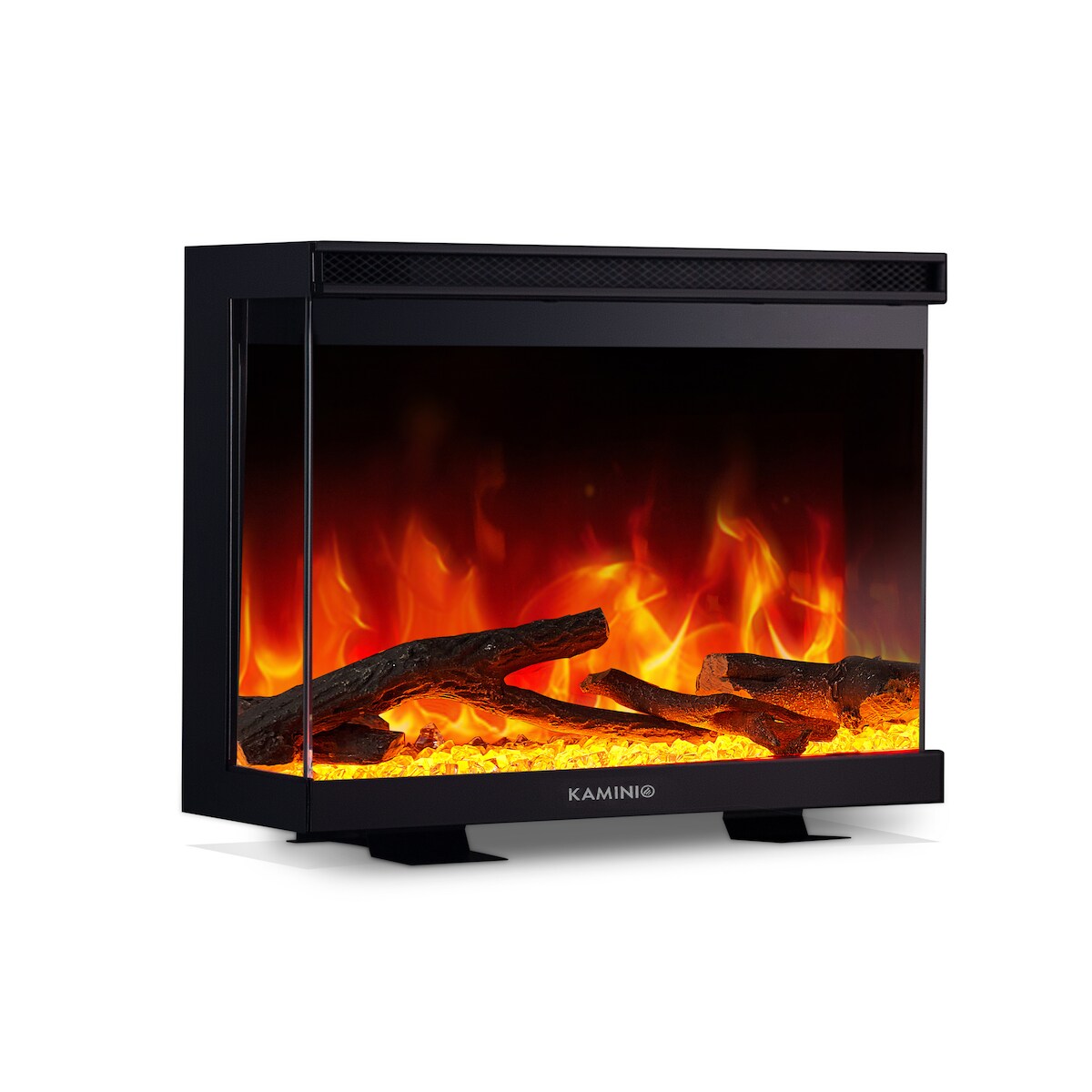 KAMINIO Elektrokamin LEA - Elektrischer 3-in-1 Kamin mit Panoramaview, Heizung, 3D-Flammeneffekt, 12 Flammenfarben, Fernbedienung - 30 Zoll Image