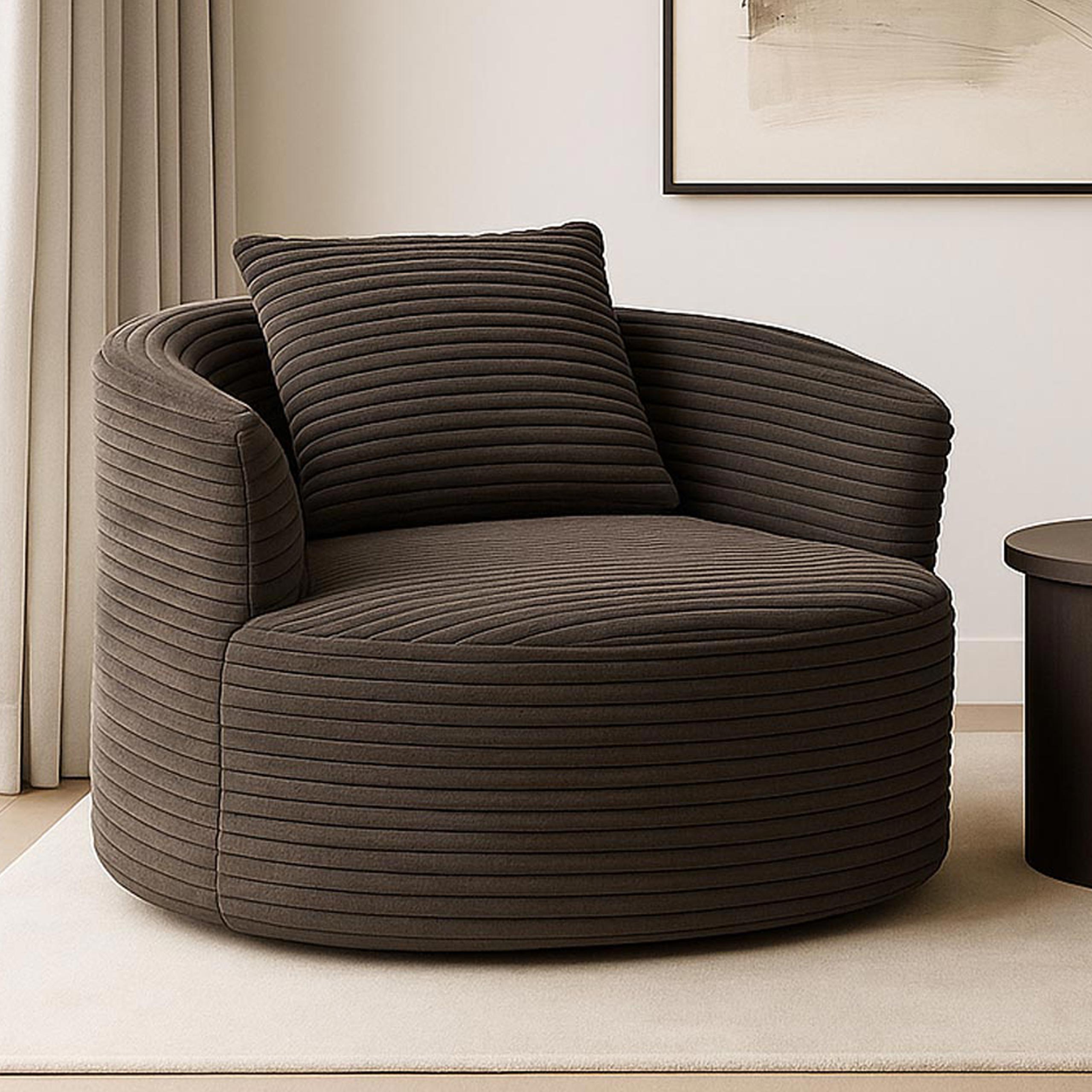 Sessel HWC-P18, Loungesessel Relaxsessel Polstersessel Cocktailsessel, Stoff/Textil Cord (370g/m²) ~ braun