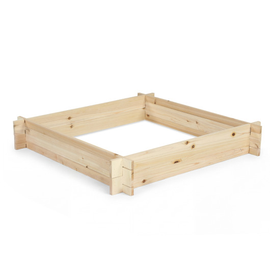 Costway 39.5"" x 39.5"" Square Wooden Raised Garden Bed-Natural