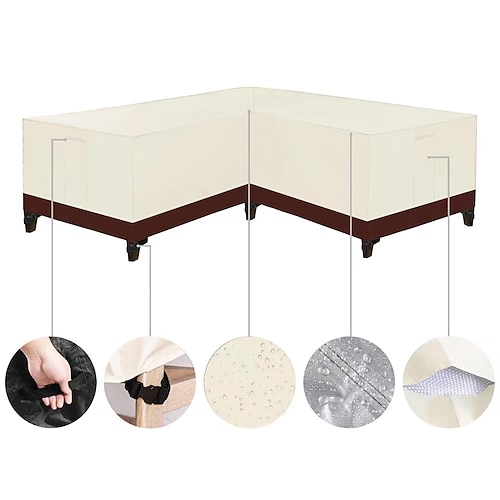 Telo di copertura per mobili da giardino, telo di copertura per divano angolare, telo di copertura impermeabile per divano in rattan, per mobili da giardino, set da salotto, divano angolare, set da