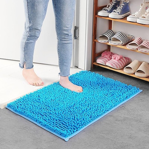 Chenille-Badematte, rutschfester Badezimmerteppich, rutschfeste Fußmatten, Türmatte, rutschfester Badezimmerteppich, Küchenteppiche, Fußmatten, Bodenmatte für Wohnzimmer, Badezimmer Image