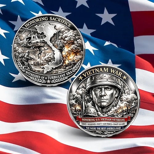 Gedenkmünze für Vietnamkriegsveteranen, zur Ehrung des US-Militärdienstes (Heer, Marineinfanterie, Marine, Luftwaffe, Küstenwache), patriotisches Sammlergeschenk Image
