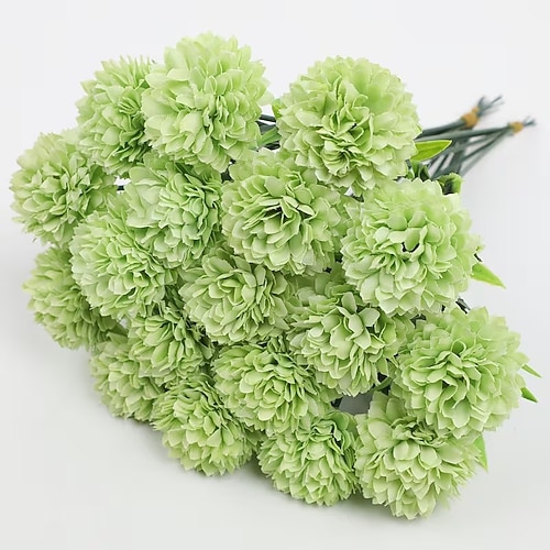 18 künstliche Chrysanthemen – pflegeleichte Dekoblumen, mehrfarbiges Set in Weiß, Rot, Rosa und Graugrün für Zuhause, Hochzeiten und Partys, geeignet für drinnen und draußen Image