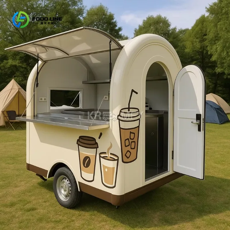 Carrello mobile per rimorchio per distributori automatici di cioccolato caldo per caffè barbecue Camion alimentari completamente attrezzati